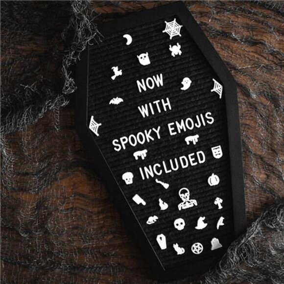 Coffin Letter Board Black +3D Bat Stickers +650 Characters, Spooky & Seasonal - Picture 2 of 7